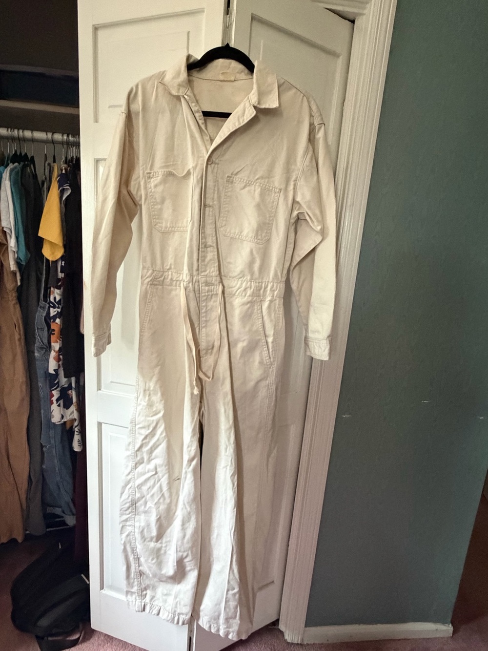 Levi's Cream Utility Jumpsuit with Front Pockets